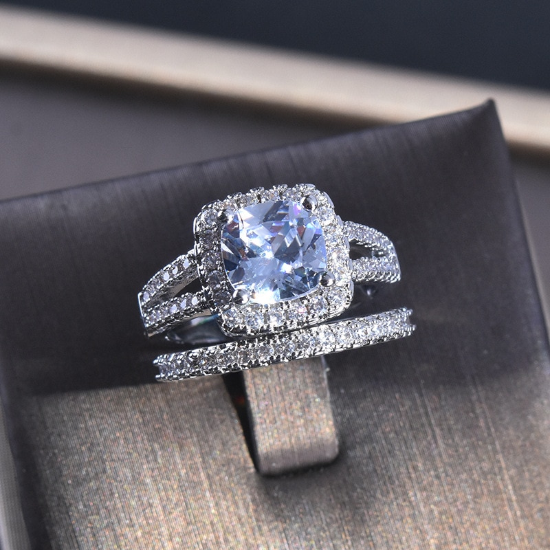 2 karat vit diamantring för kvinnor naturliga smycken anillos bizuteria bijoux femme gnistrande läckra anillos mujer vigselringar