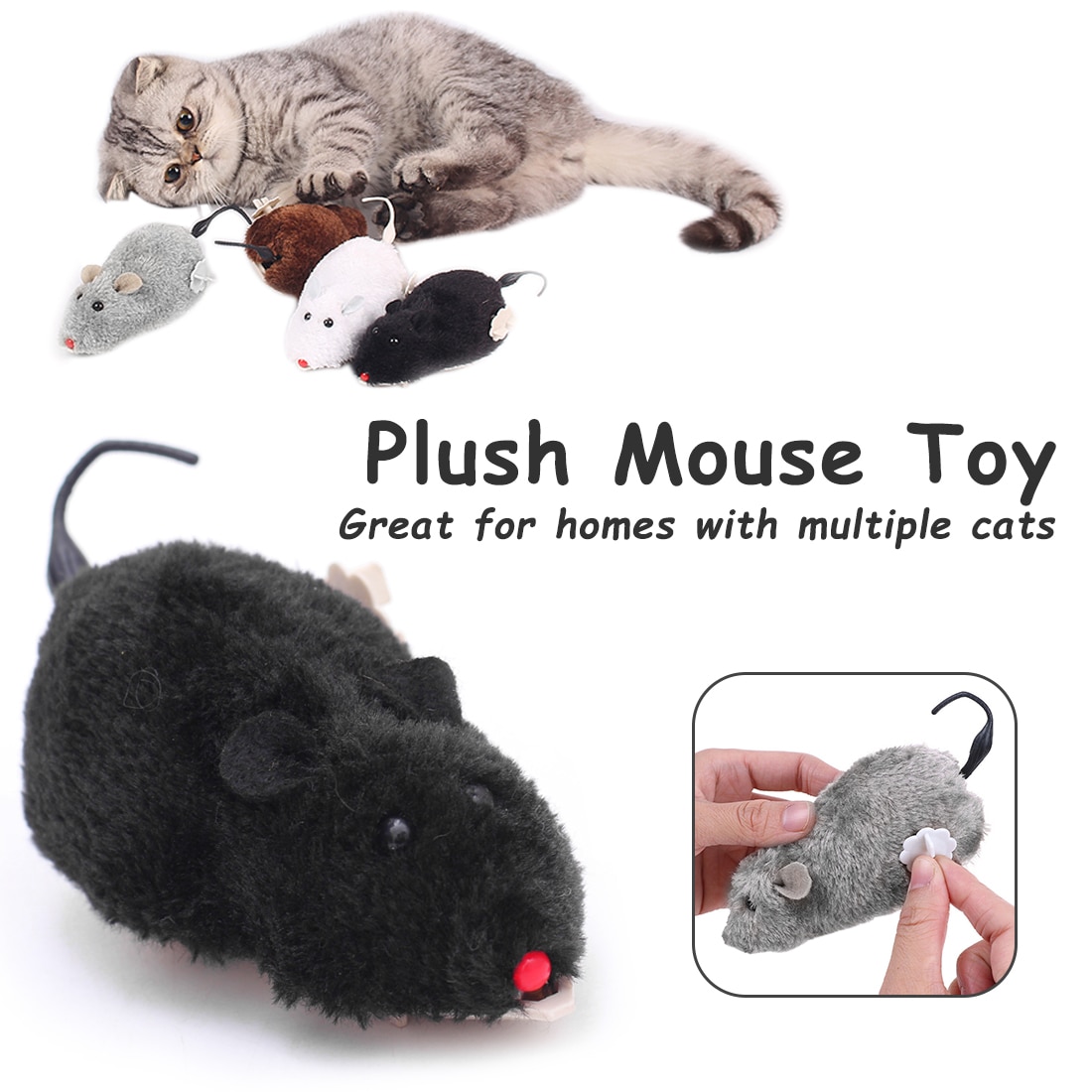 horloge puissance en peluche souris jouet chat chien jouant jouet mécanique mouvement Rat souris artificielle accessoires pour animaux de compagnie