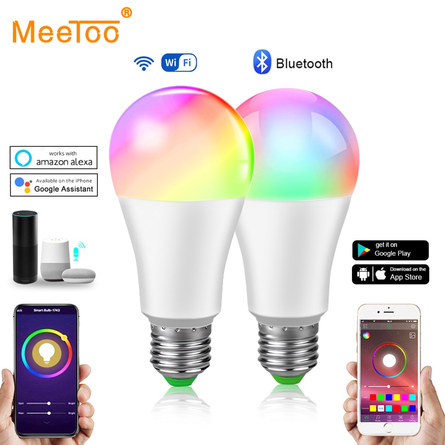 WiFi Smart Lamp E27 LED Lamp Bluetooth Dimbare RGBW Getimede Smart WiFi Gloeilampen IOS/Android Telefoon APP Voice controle Verlichting