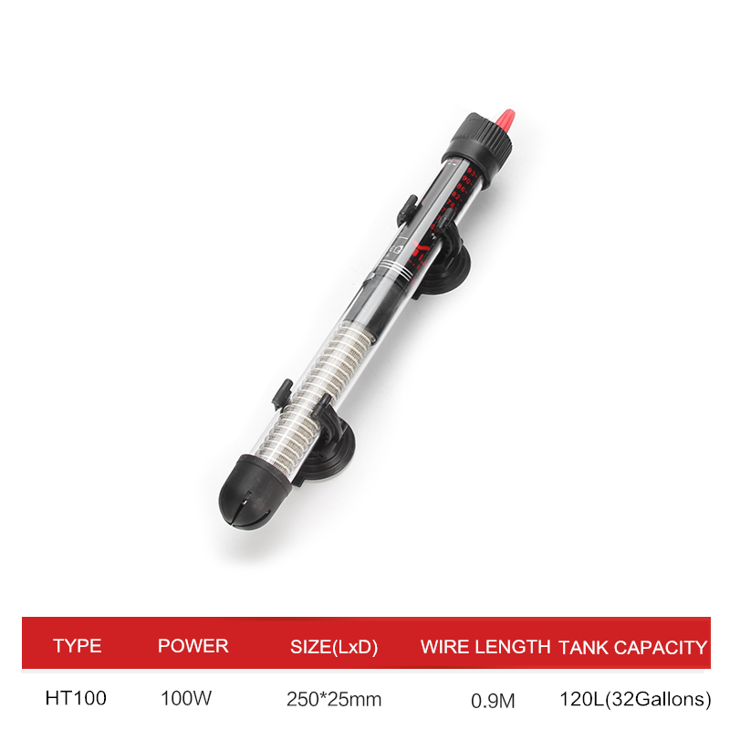 110V-220V Yuge Verstelbare Temperatuur Thermostaat Heater Rod 25W/ 50W/ 100W/ 200W/ 300W Dompelpompen Aquarium Fish Tank Water Warmte: 100W / EU plug 220V