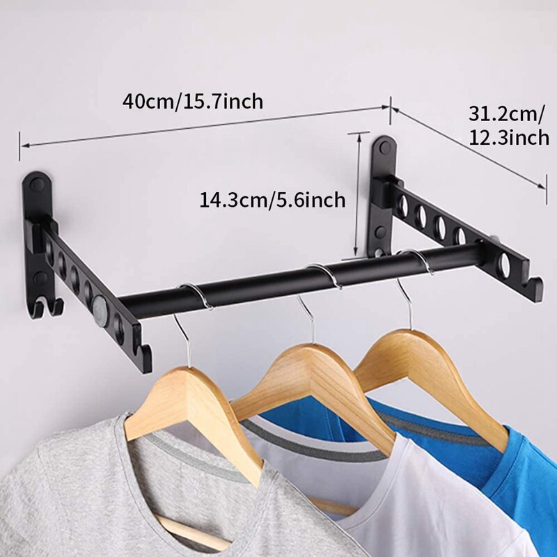 Wall Mount Clothes Hanger Rack Retractable Clothes Rack Wall Hangers for Clothes Closet Organizers and Balcony