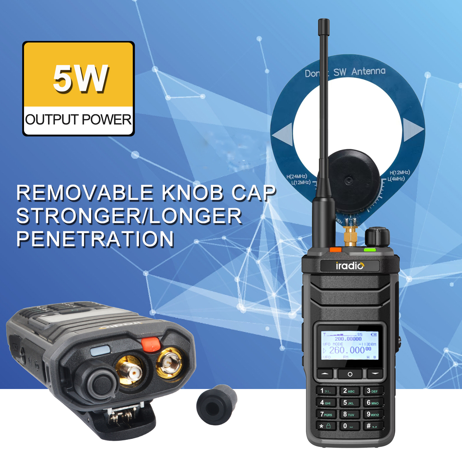 Iradio UV-88 Multi Band Ham Radio HF UHF VHF Walkie Talkie AM USB LSB CW CB LW MW SW SSB RX 1024Ch USB-C Batteria RT-860 Variante