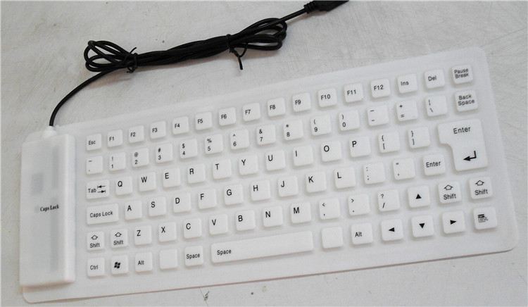 85 Keys Portable Mini USB Keyboard Flexible Waterproof Soft Silicone Gaming Keyboard Tablet Foldable Computer Keyboard Laptop: white
