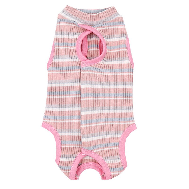 coton chat stérilisation chirurgie vêtements sevrage vêtements respirant physiologique vêtements rayé vêtements pour animaux de compagnie médicament: Rose / M