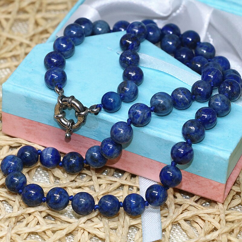 Natursten blå lapis lazuli perler 6mm 8mm 10mm 12mm 14mm runde perler diy halskæde smykker 18 tommer  b667