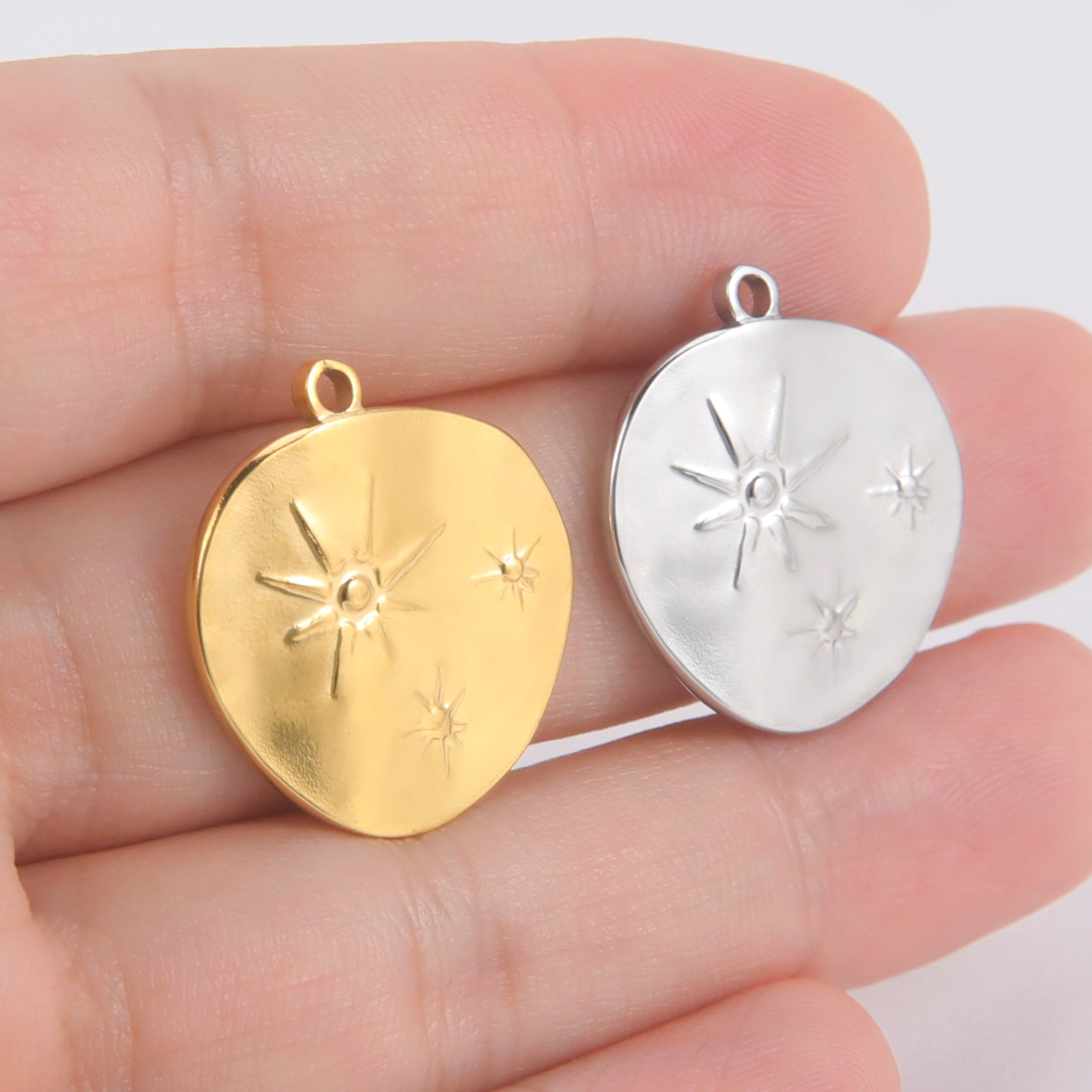 Teamer-abalorios de acero inoxidable con forma de estrella del Norte para joyería, Mini colgante de , suministros de fabricación de joyería DIY, 5 piezas,: Oro / Color amarillo claro