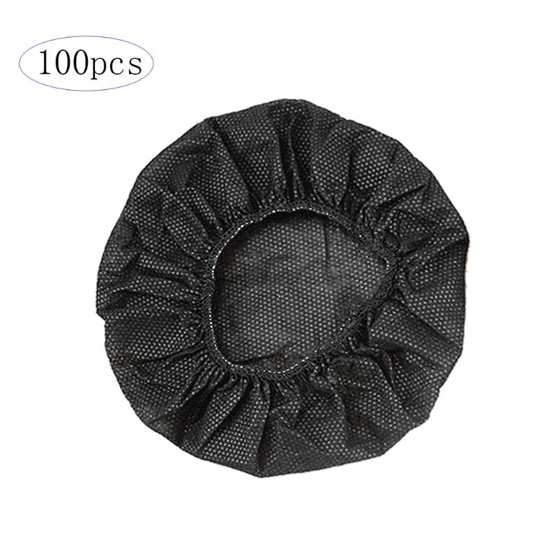 100 sztuk/worek jednorazowy pokrowiec na słuchawki włóknina nauszniki poduszka 10-12CM zestaw słuchawkowy jednorazowe słuchawki nauszniki: Black