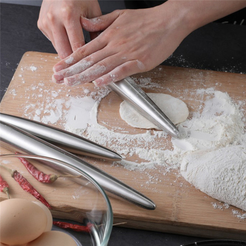 Rodillo de acero inoxidable, utensilios de cocina, rodillo de masa para hornear Pizza, fideos, galletas, albóndigas, herramienta antiadherente para hornear, 1 ud.
