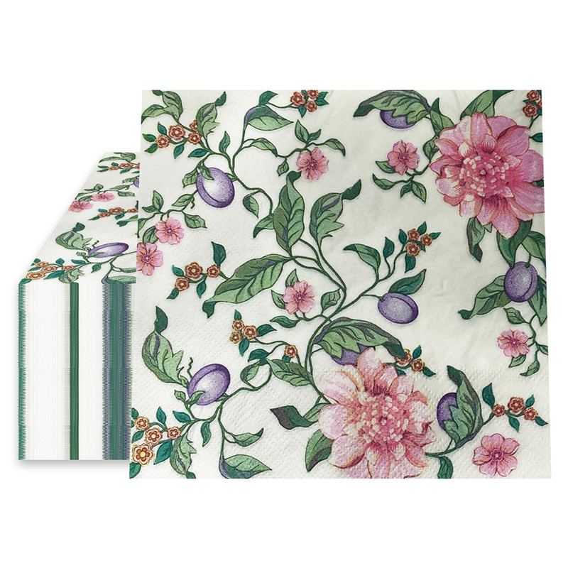 20 stk/pakke blomsterprintede decoupage papirservietter håndværk dekoration bryllupsfest 2- -lags firkantede middagsservietter: Blå