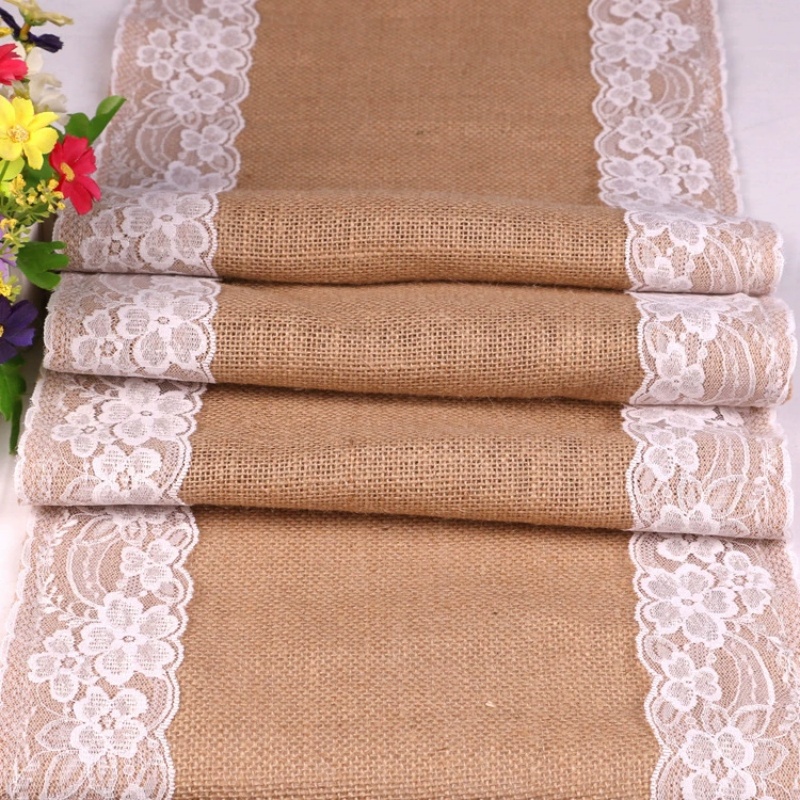 Burlap Table Runners White Lace Table Runner Rustic Country Wedding Decor Vintage Romantic Table Cloth Home Table Decor