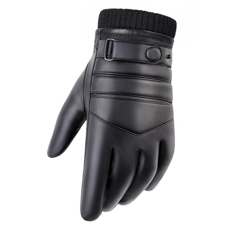 BISON DNEIM-guantes cálidos de invierno para hombre, guantes gruesos de cuero sintético para ciclismo, deportes al aire libre, a prueba de viento, para invierno, S052