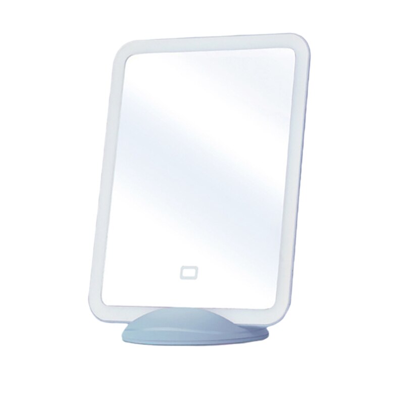 LED Touch Screen Makeup Mirror Cosmetic Mirror USB Rechargeable Portable Stand For Tabletop Bathroom Bedroom Travel: Blue