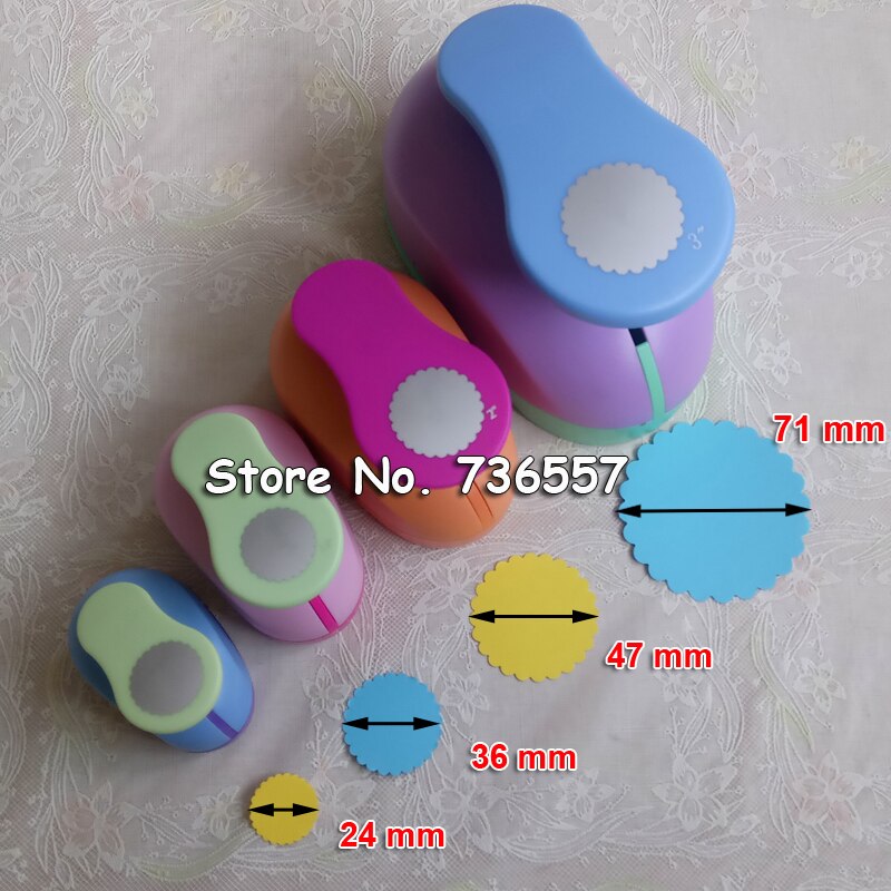 5pcs 3" 2" 1.5" 1" 5/8" circle shape craft punch Hole Paper Cutter Scrapbooking school Paper Puncher eva hole punch: Wave circle