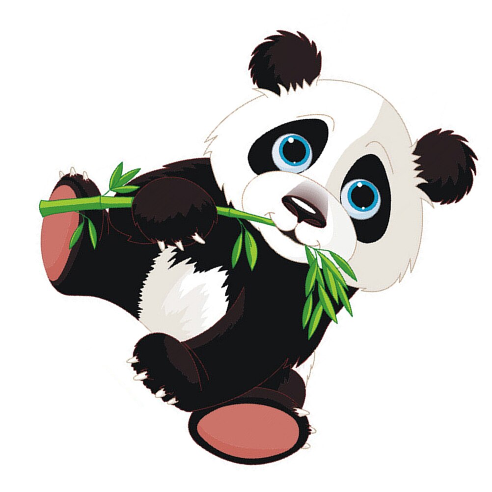 2Pcs Cartoon Panda Stickers Chic Durable Fine Self-adhesive Sticker Wall Paster PVC Stickers for Home Bedroom Living Room