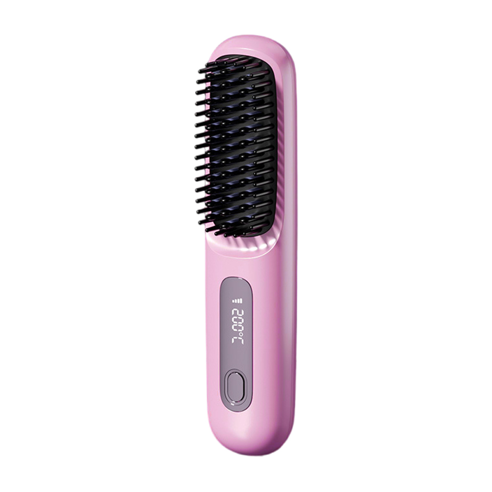 Cordless Hair Straightener Portable Straightener Brush Digital Display Hair Straightening Brush Rechargeable for All Hair Types: Blue