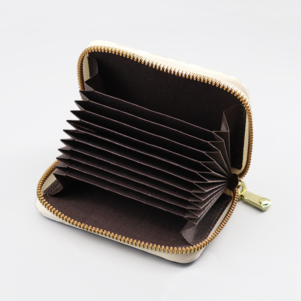 White Leopards Print Zipper Card Bag Wear-Resistant Ultra-thin Card Sleeve Business Wallet for Credit Card Storaging 지갑