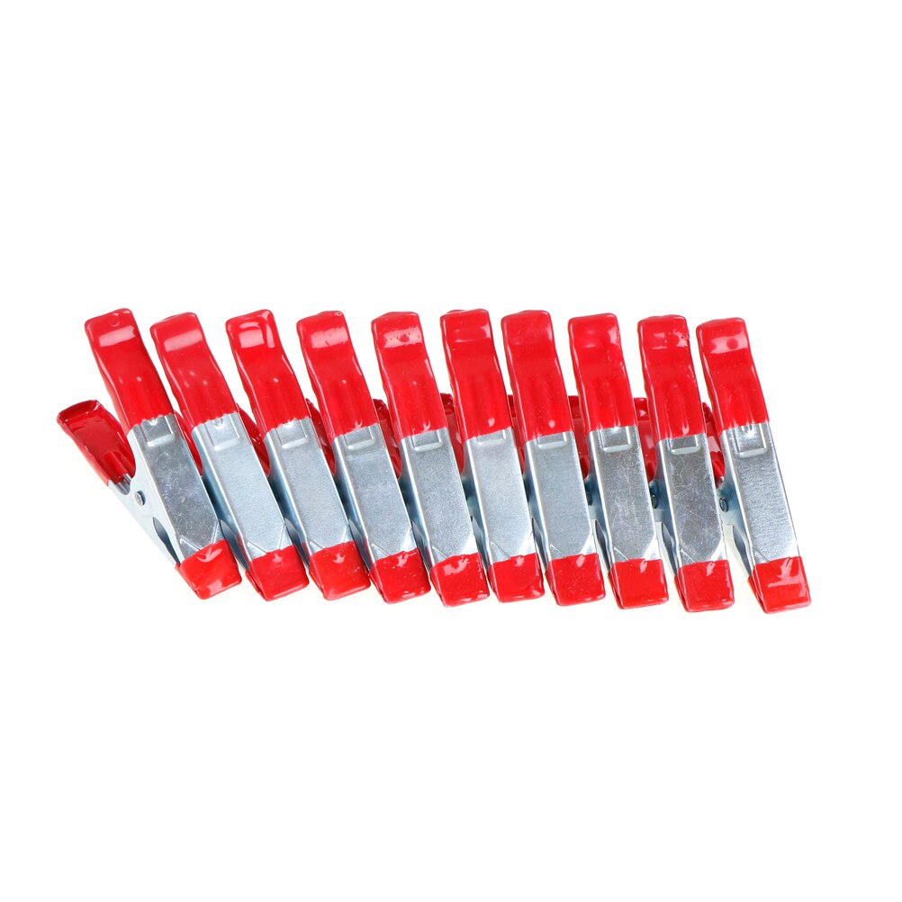 5pcs 4inch Mini Metal Heavy Duty Spring Clamps Crocodile Clip Red Plastic Tips Tool Clips Grip Holder DIY Hand Tools