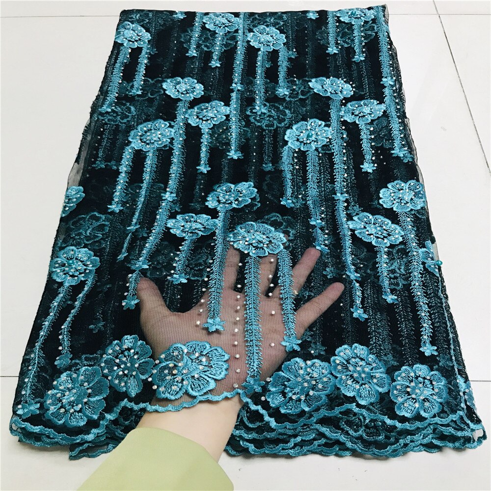 African style The latest Onion color net lace fabric with stones for party wedding cloth 5 yards