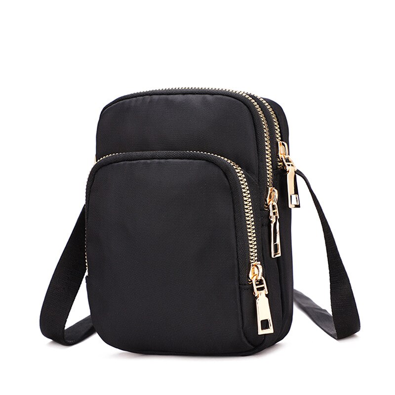 KEEP Frauen Crossbody Reißverschluss Handy Umhängetasche Lady Female Multifunktionshandtasche Handgelenk Geldbörse: black