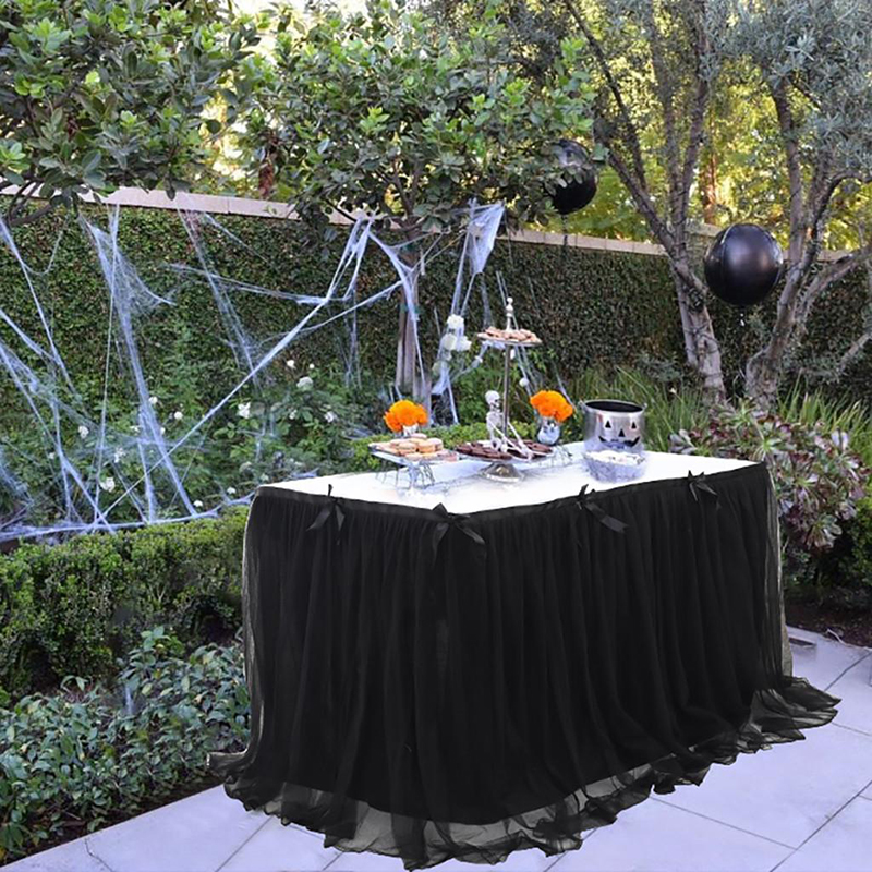 Table Skirt Wedding Party Tulle Tutu Tableware Clothr Birthday Banquet Party Wedding Table Skirt Party Home Decor: Black
