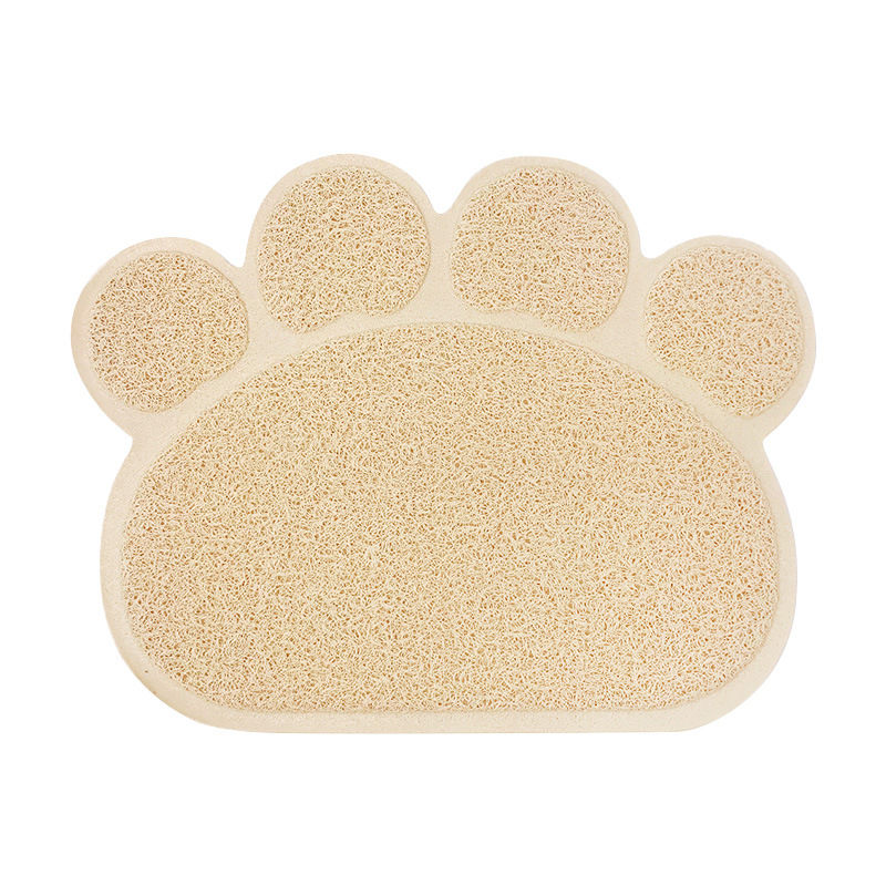 PVC Paw Print Pad Dog Cat Litter Mat Waterproof Kitten Feeder for Home Pet Cat Supplies Cat Litter Trapper Easy Cleaning Mat: apricot