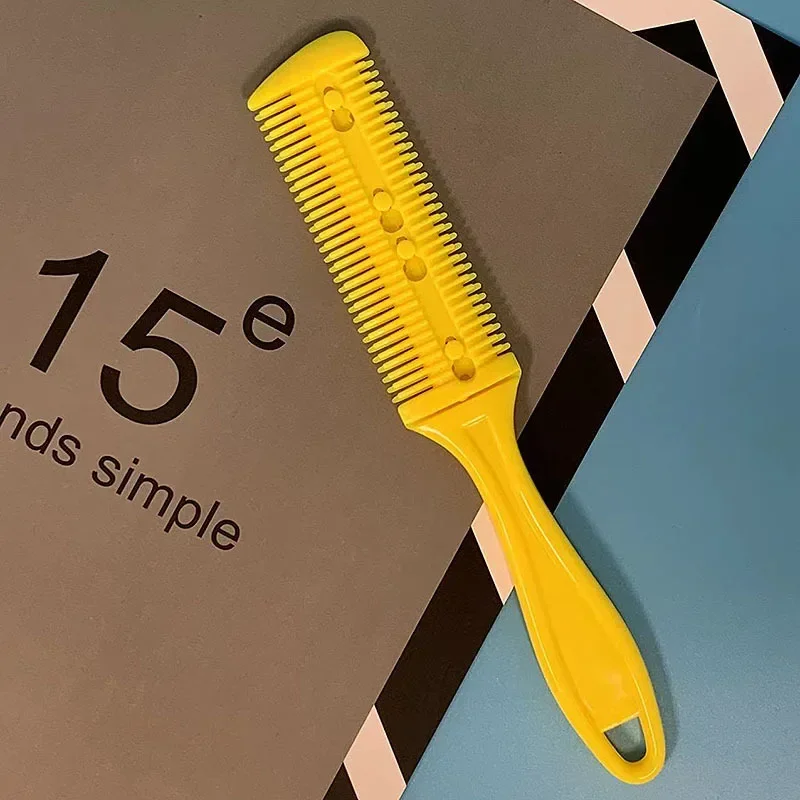 Barber Hair Cutting Comb Razor Blades Hair Trimmer Cutting Thinning Tools Hair Brush Barbershop Tools Hairs Salon Knife Comb: Brown