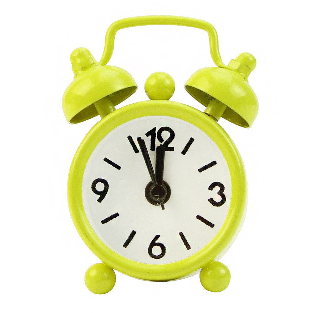 Mini clásico reloj de alarma electrónica número doble campana mesa de escritorio resistente cuarzo Digital Reloj Retro Decoración para la casa Mona: Verde