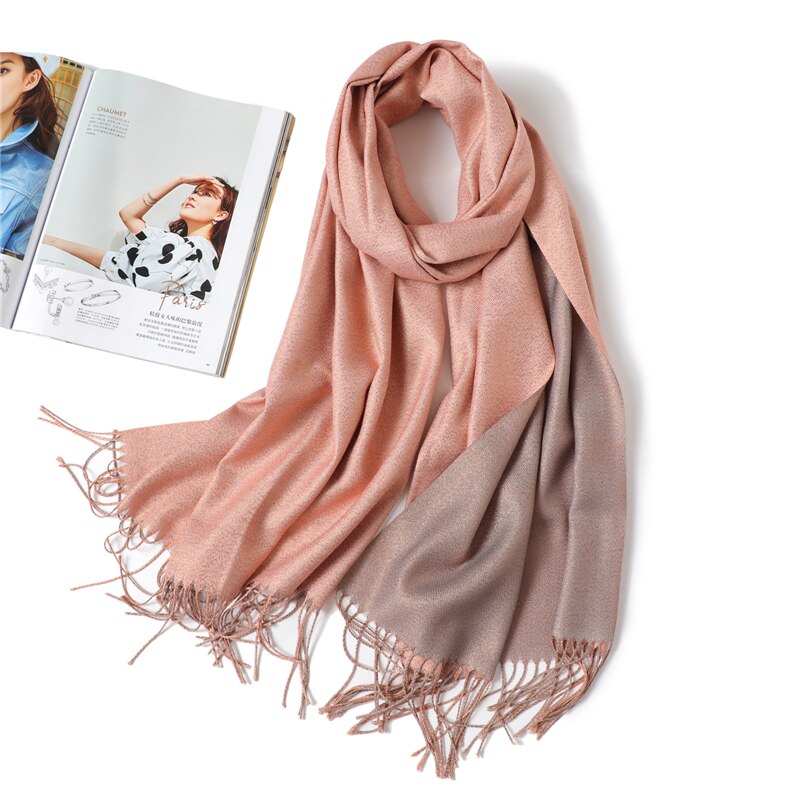 New Irregular Shawl Scarf Women Winter Warm Thickened Gradient Pashmina Scarves Classic Tassel Outdoor Windbreak Big Shawl