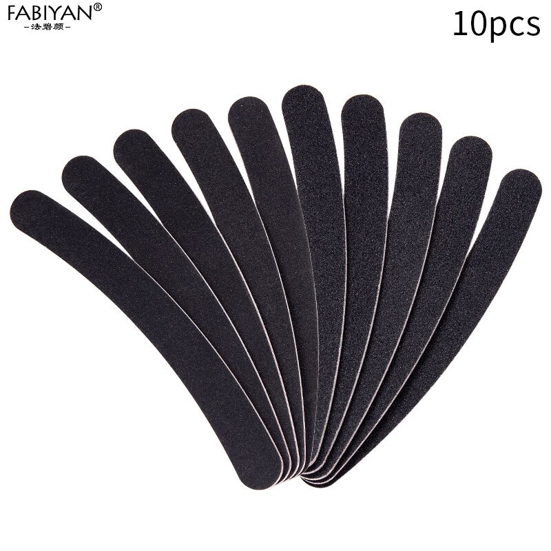 5Pcs/10 Stks/partij Nagelvijl Schuren Buffer Schuurpapier Uv Gel Polijstmachine Black Double Side Slijpen Polijsten Manicure Pedicure tool: 10pcs Curved