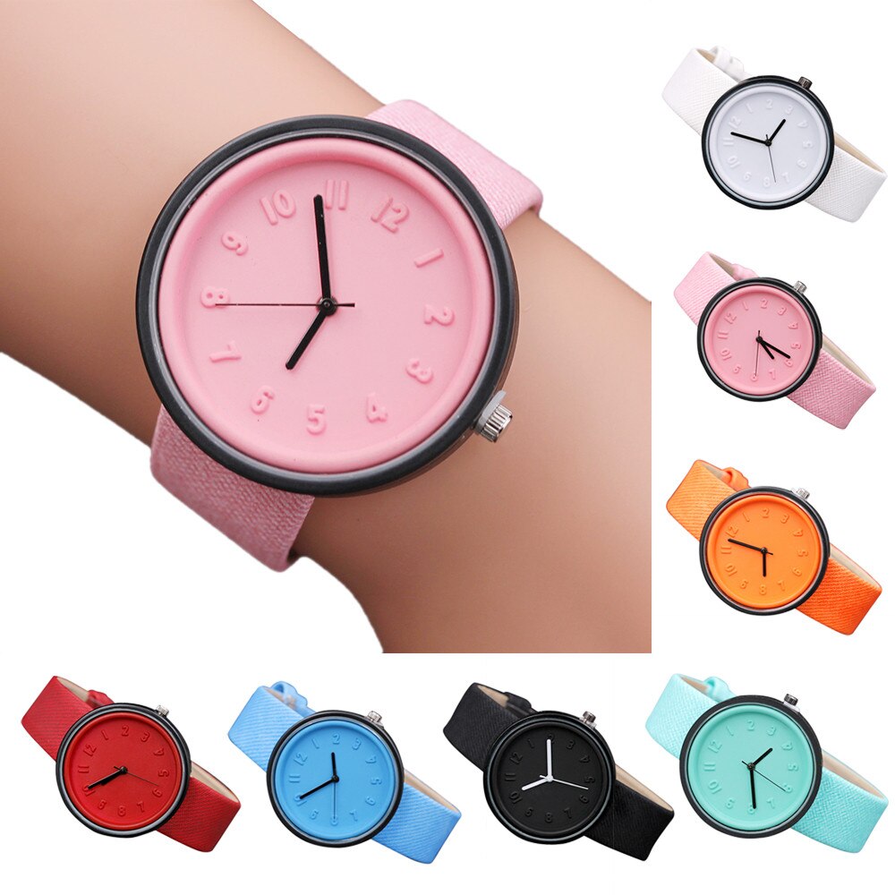 Horloges Voor Vrouwen Unisex Eenvoudige Mode Nummer Horloges Quartz Canvas Riem Polshorloge Meisje Vintage Horloges Relogio