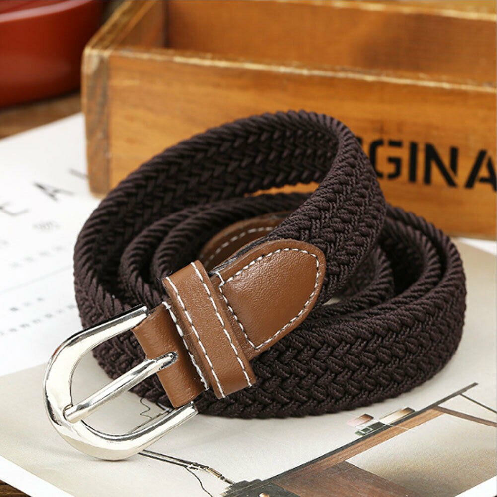 Canvas elastische geweven leren gesp tailleband stretch tailleband 1pc beige zwart blauw koffie kaki groen