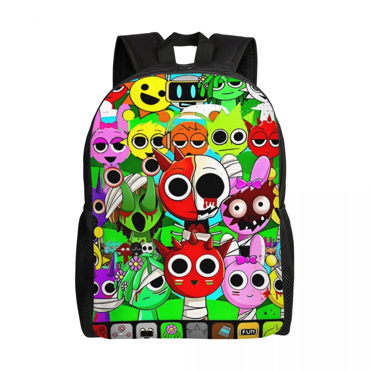 Mochila de dibujos animados Sprunki para juegos infantiles, mochilas escolares preescolares para niños y niñas: Lavanda
