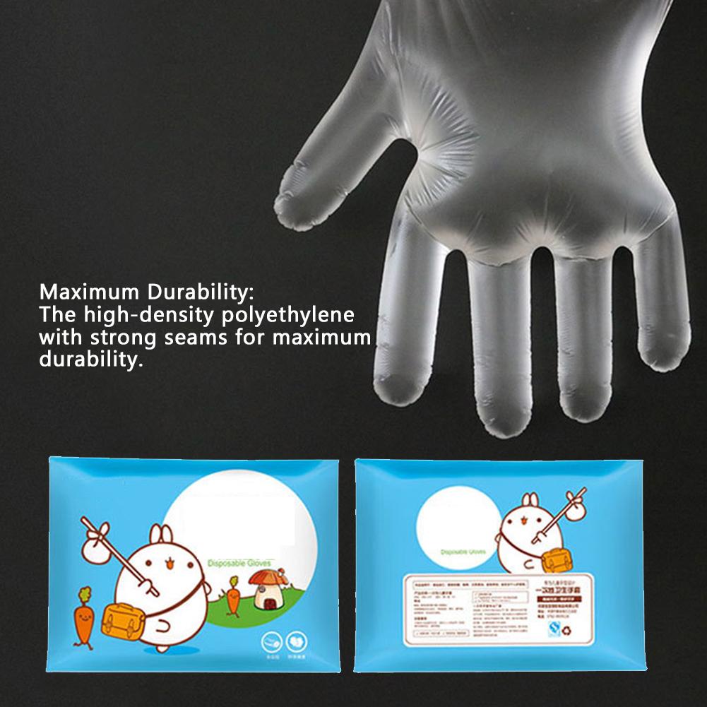 100PCS Plastic Clear Disposable Gloves Garden Restaurant Home Children Gloves Children's Disposable Gloves