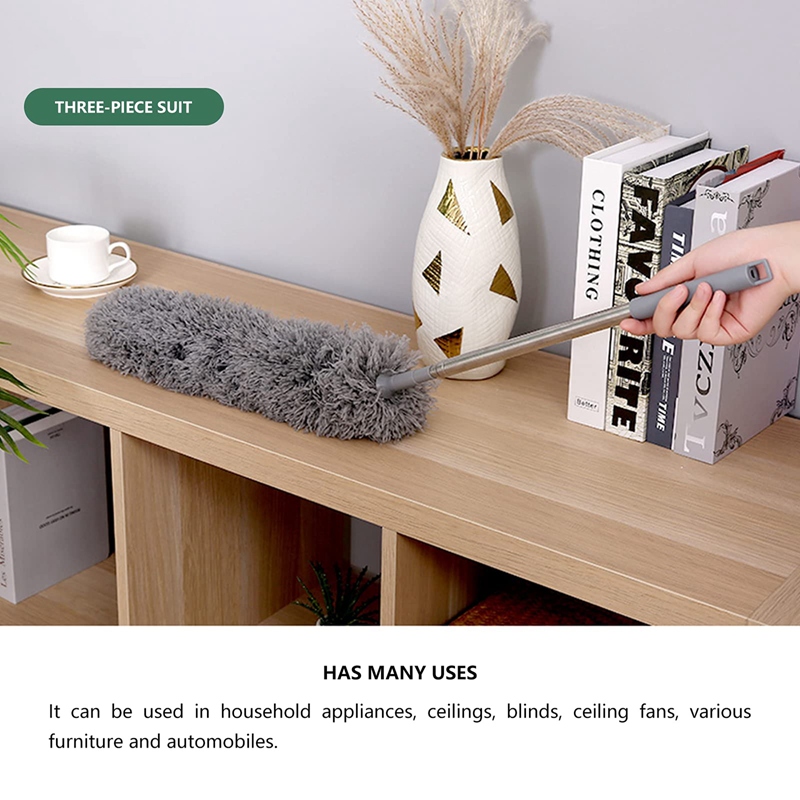 Microfiber Feather Duster with Extension Pole(30-100Inch) with Microfiber Head and Chenille Head Bendable Cobweb Duster