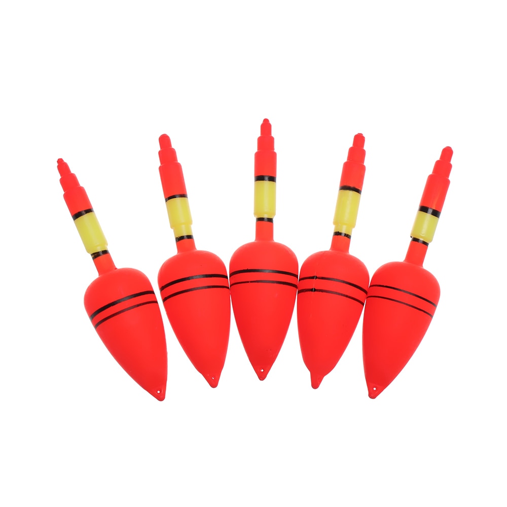 5PCS/Set Red Plastic Fishing Night Float Light Stick Eva Foam Ball Boia Luminous Bobber Night Outdoor Fishing Float