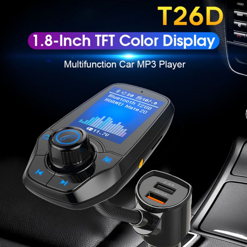 FM Transmitter MP3 Player For Bluetooth 3.0, Car 3 USB Ports Quick Charge Handsfree
