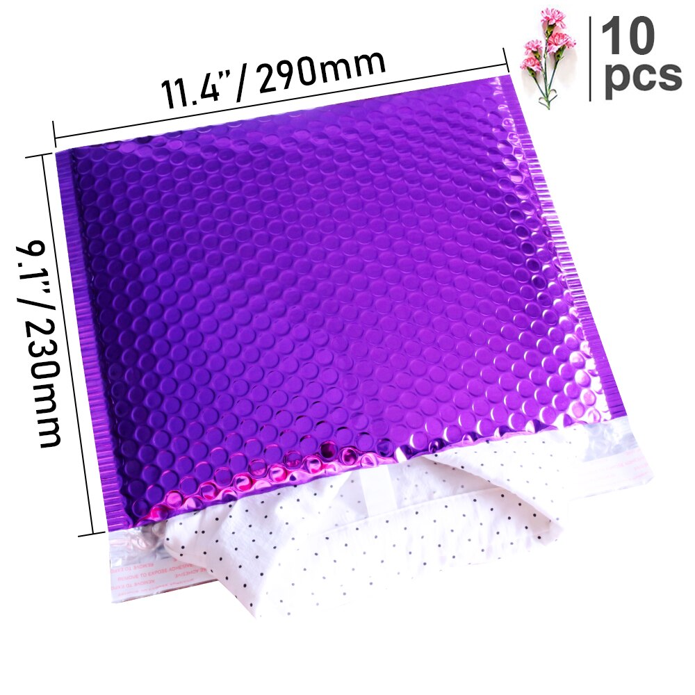 Speedy Mailers 10PCS Purple Poly Bubble Mailers Aluminum Foil Bags Padded Envelopes Self Seal Bubble Envelope Mailer: 290x230mm-10 pieces
