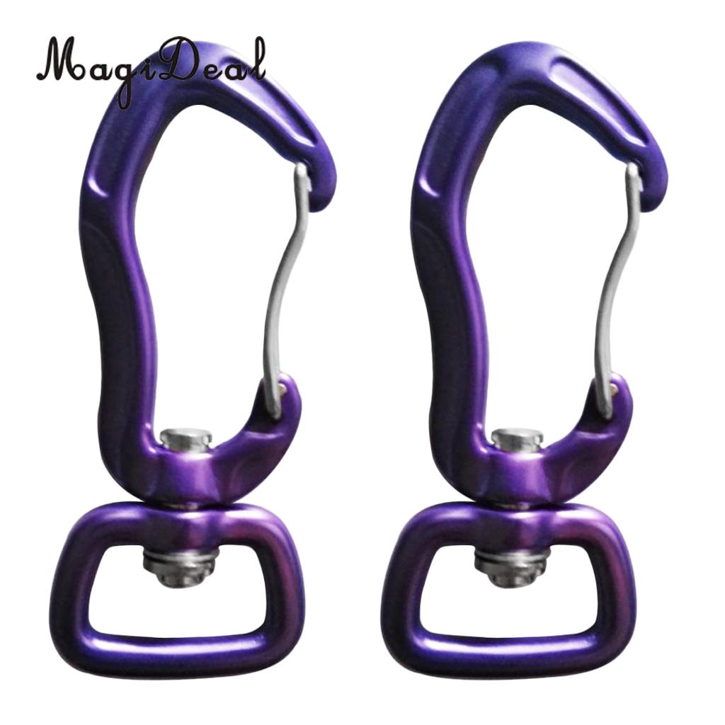 Outdoor 1 Pair Rock Tree Climbing Swivel Carabiner Hanging Connect Hook Camping 71/76mm round eye for Camping Caving Climbing: 71mm purple square e