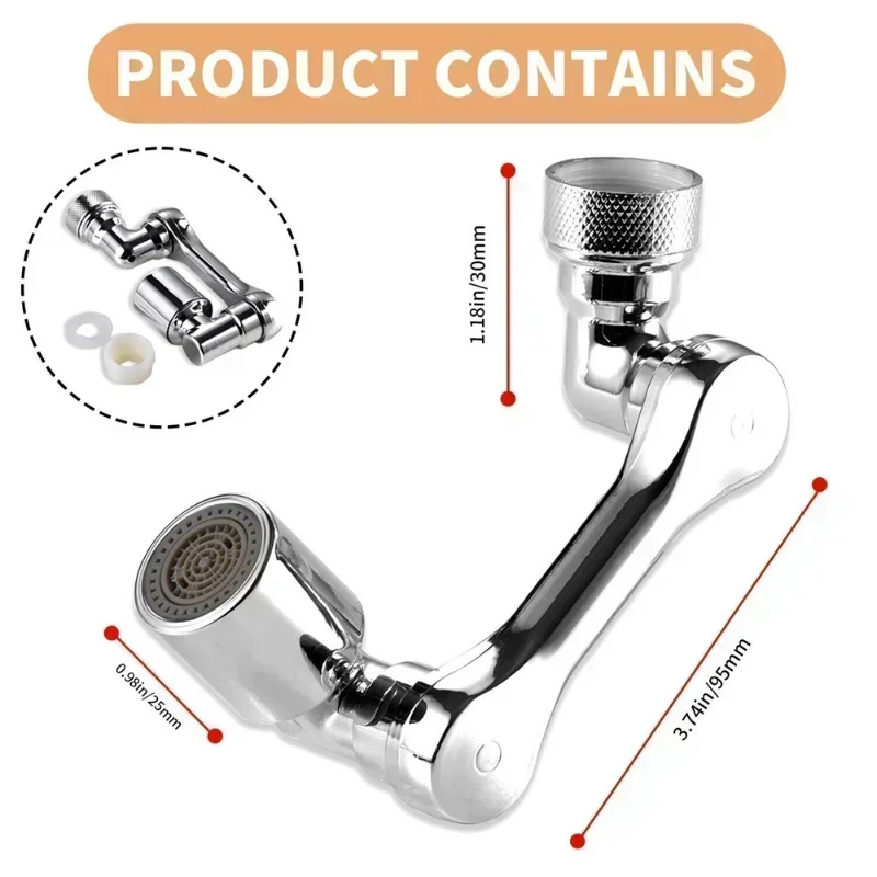 Adapter for Taps 22/24mm Water Tap Nozzle Rotary Faucet Bubbler Kitchen 360 Rotating Faucet Extender Splasher Dual Mode Home