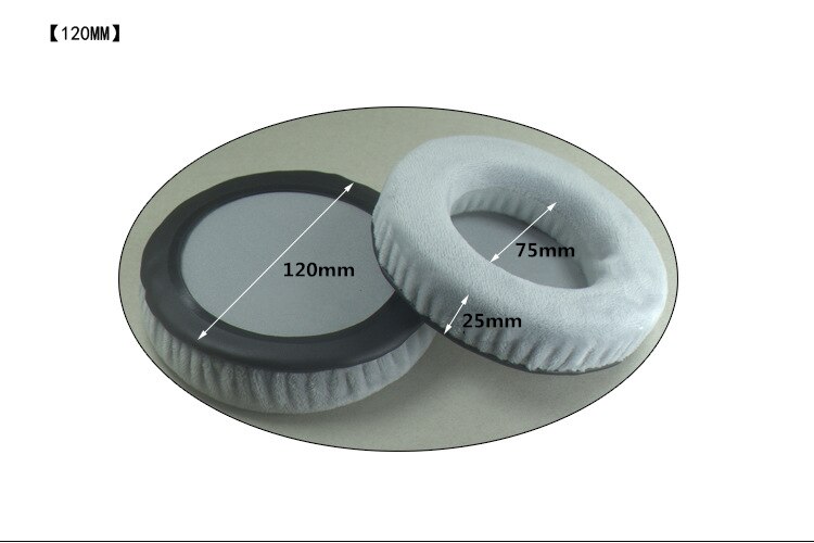 Allgemeine Grau Samt Schaum Ohr Pads Kissen 60 65 70 75 80 85 90 95 100 105 110 115 120MM für SONY für Sennheiser Kopfhörer: 120mm