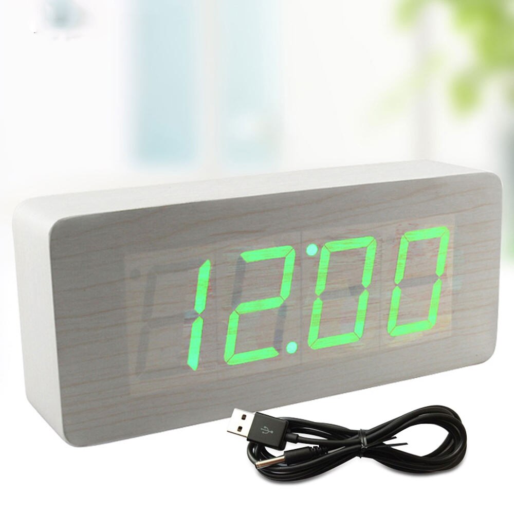 FÜHRTE Elektronische Wecker Stimme Fernbedienung Uhr Nacht glühen Hölzerner Uhr Einführung Handwerk Uhr Datum + Zeit Sekretariat Heimat