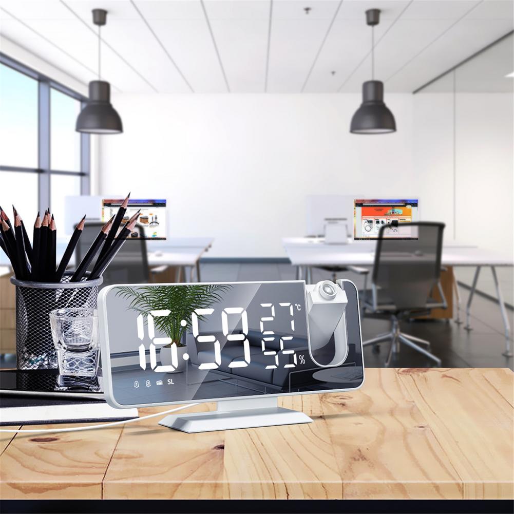 LED Digital Projection Alarm Clock Watch Table Electronic Desktop Clocks USB Wake Up FM Radio Time Ceiling Projector Function