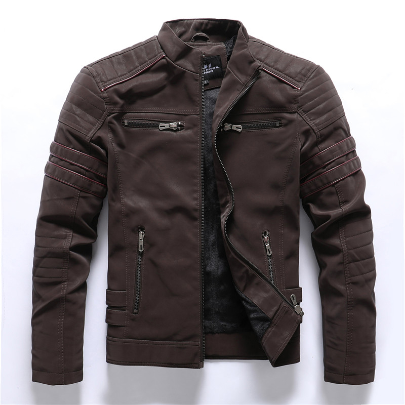 Chaqueta informal de invierno para hombre, chaqueta de cuero de , forro polar interior de PU, chaquetas de piel sintética, ropa para hombre, ropa de calle: XXXS / Turquesa