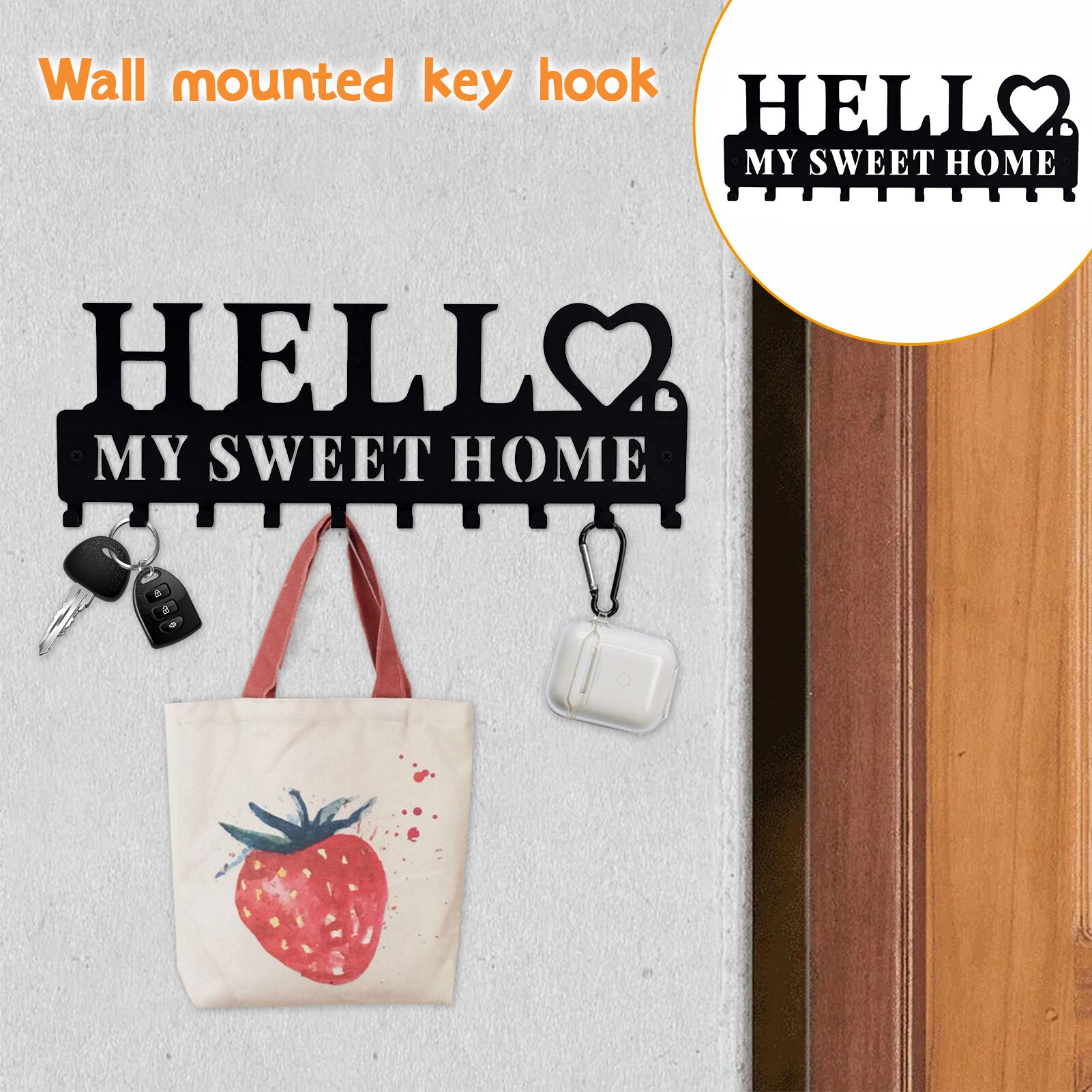 Wall Key Hanger Decoration Metal Wall Mounted Entryway Key Rack With 10 Hooks Key Holder Hooks Metal Key Holder For Home Wall