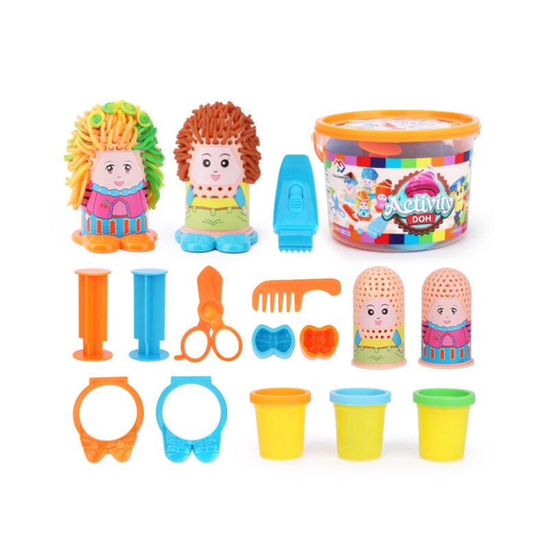 Barn leker degformar frisör barn 3d pedagogisk leksak modellering lera plasticine verktygssats diy frisyr modell: Röd