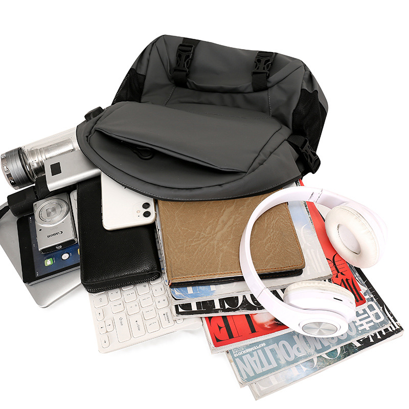 Large Capacity Men Backpack Gray USB Outdoor Casual University Student High School Bag for Teenage Boys