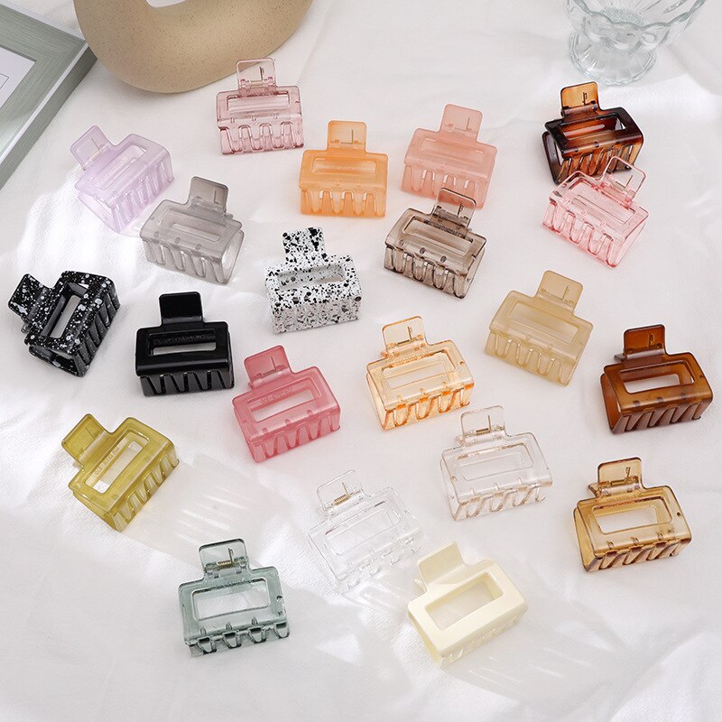 1PC kwadratowe spinki do włosów elegancki akryl spinki mały rozmiar Barrette krab spinki do włosów nakrycia głowy dla kobiet dziewczyn akcesoria do włosów