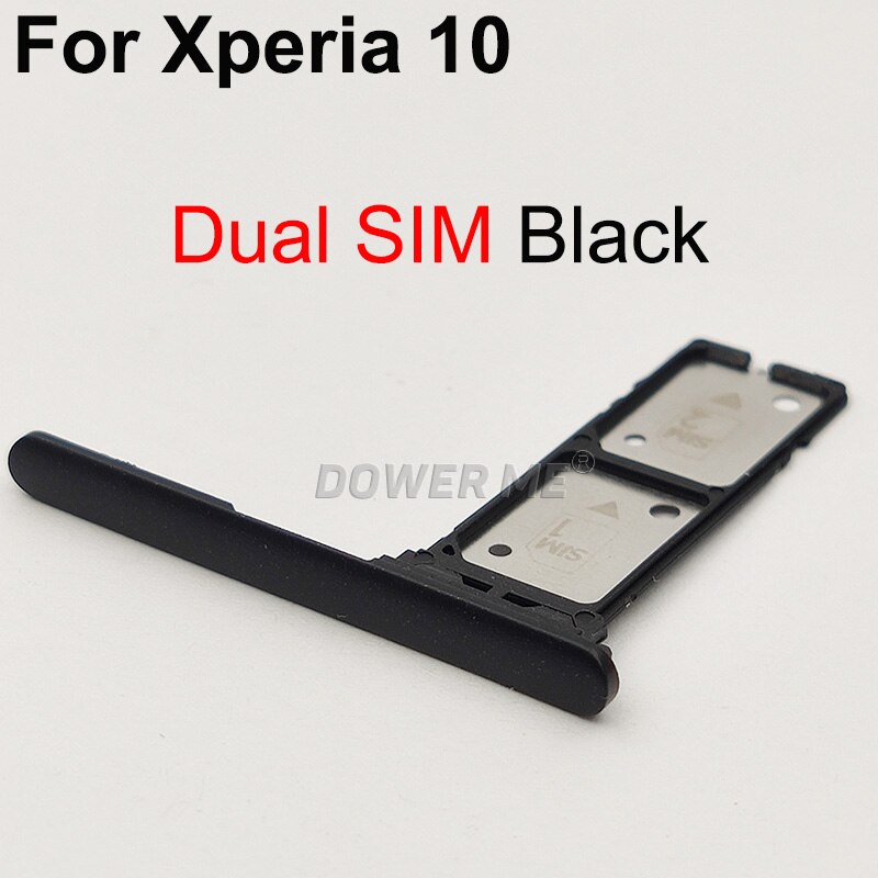 Dower Me Enkele Dual Sim Card Holder Reader Sim Tray Slot Met Cover Voor Sony Xperia 10 I3113 I3123 I4113: Black Dual SIM