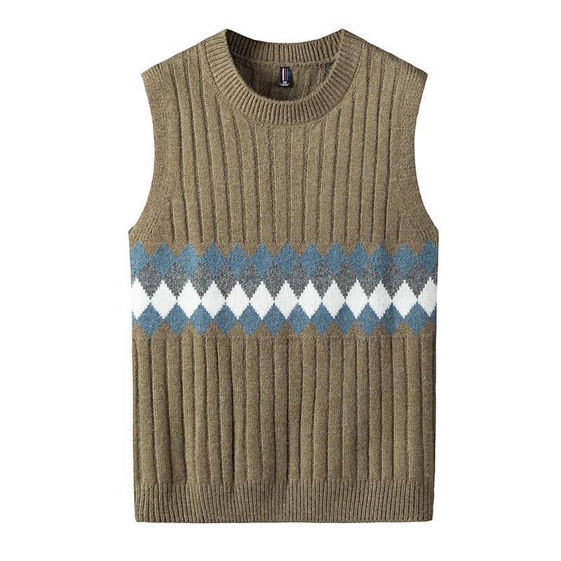 Huncher strikket sweater vest herre efterårs strik ærmeløs sweater koreansk harajuku patchwork sorte sweatere veste herre