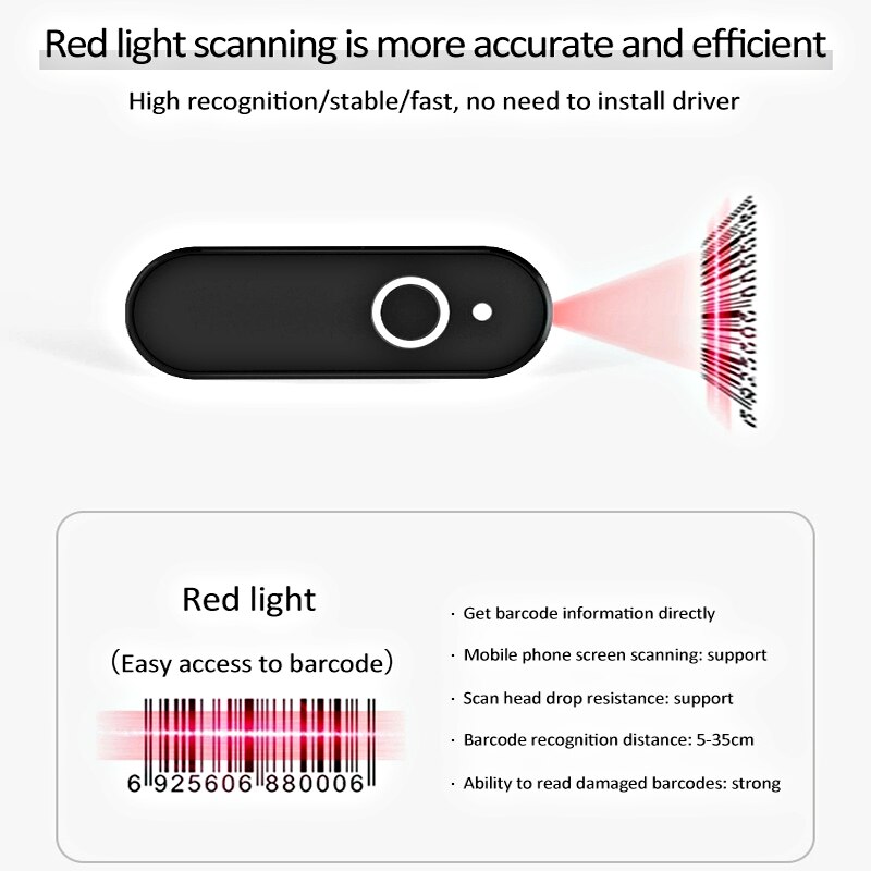 Bluetooth Draadloze Barcode Scanner, mini Draagbare Handheld Ccd Bar Code Reader Voor Pos/Android/Ios/Imac/Ipad XB-M40